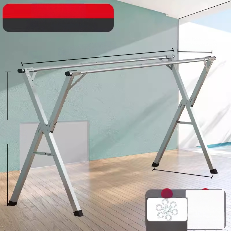 Απλή Ράφι Στεγνωτηρίου Δαπέδου Απλή Εσωτερική Χρήση Σπιτιού Μπαλκόνι Υπνοδωμάτιο Ανοξείδωτο Ατσάλι Εξωτερική Χρήση Δροσερό Τηλεσκοπική Ράβδος Στεγνωτήριο Πάπλωμα Ρούχα Ράβδος Στεγνωτηρίου