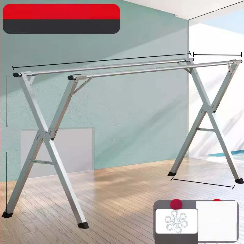 Απλή Ράφι Στεγνωτηρίου Δαπέδου Απλή Εσωτερική Χρήση Σπιτιού Μπαλκόνι Υπνοδωμάτιο Ανοξείδωτο Ατσάλι Εξωτερική Χρήση Δροσερό Τηλεσκοπική Ράβδος Στεγνωτήριο Πάπλωμα Ρούχα Ράβδος Στεγνωτηρίου