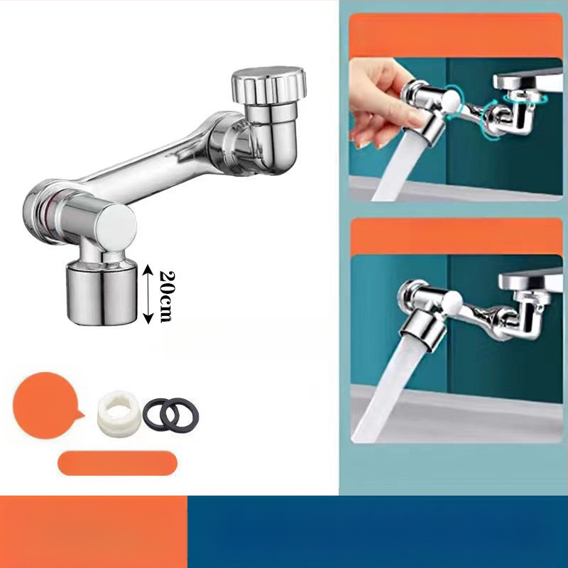 Mechanikus kar univerzális csaptelep fröccsenésálló fúvóka buborékoltató meghosszabbított toldó 1080°-ban forgatható mechanikus kar