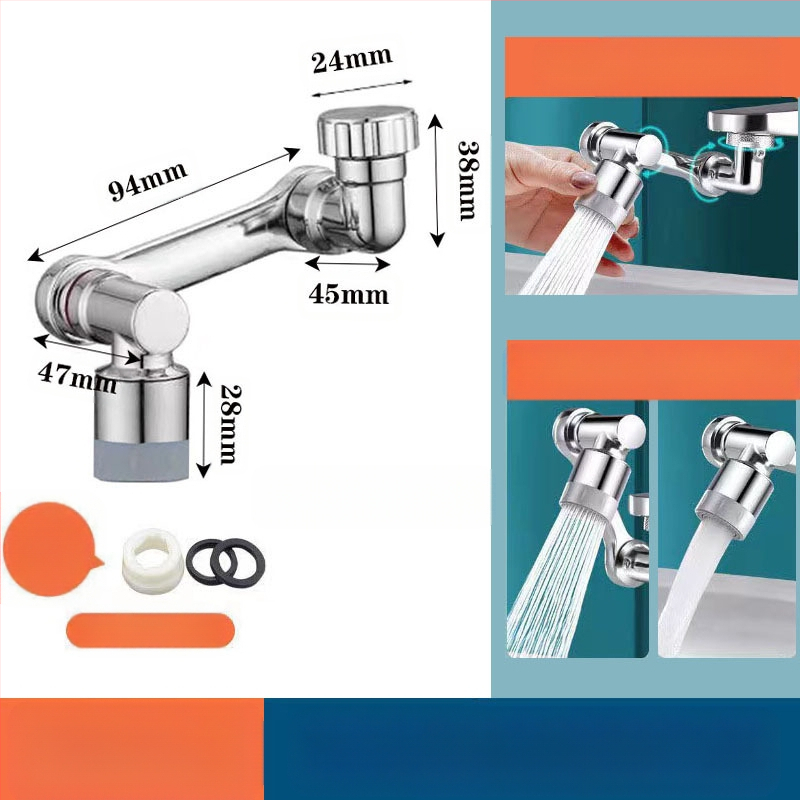 Mechanikus kar univerzális csaptelep fröccsenésálló fúvóka buborékoltató meghosszabbított toldó 1080°-ban forgatható mechanikus kar