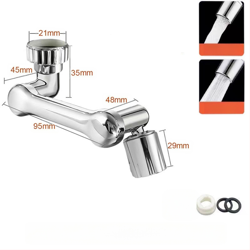 Mechanikus kar univerzális csaptelep fröccsenésálló fúvóka buborékoltató meghosszabbított toldó 1080°-ban forgatható mechanikus kar