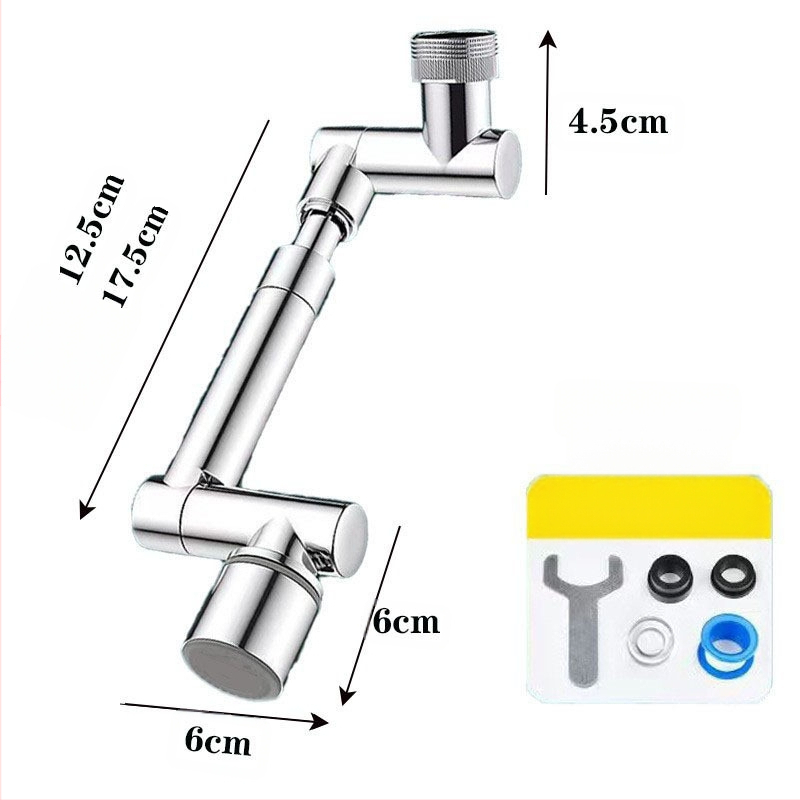 Mechanikus kar univerzális csaptelep fröccsenésálló fúvóka buborékoltató meghosszabbított toldó 1080°-ban forgatható mechanikus kar