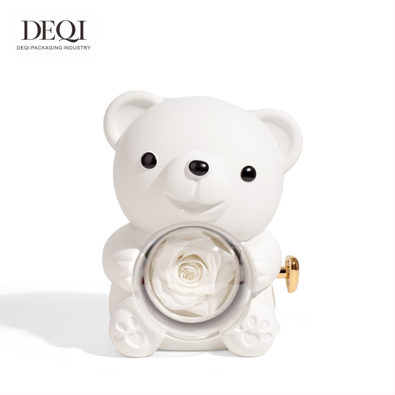 Deqi uus Tanabata sõbrapäeva kallistav karu pöörlev igavene lille kinkekarp sõrmus kaelakee ehtekarp ehtepakend