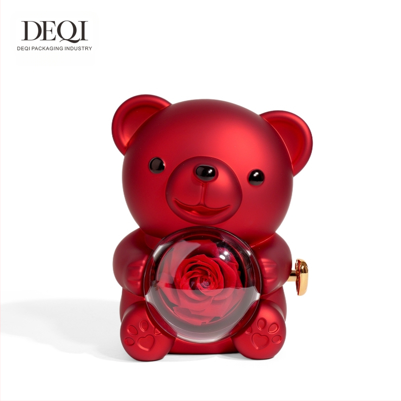 Deqi uus Tanabata sõbrapäeva kallistav karu pöörlev igavene lille kinkekarp sõrmus kaelakee ehtekarp ehtepakend