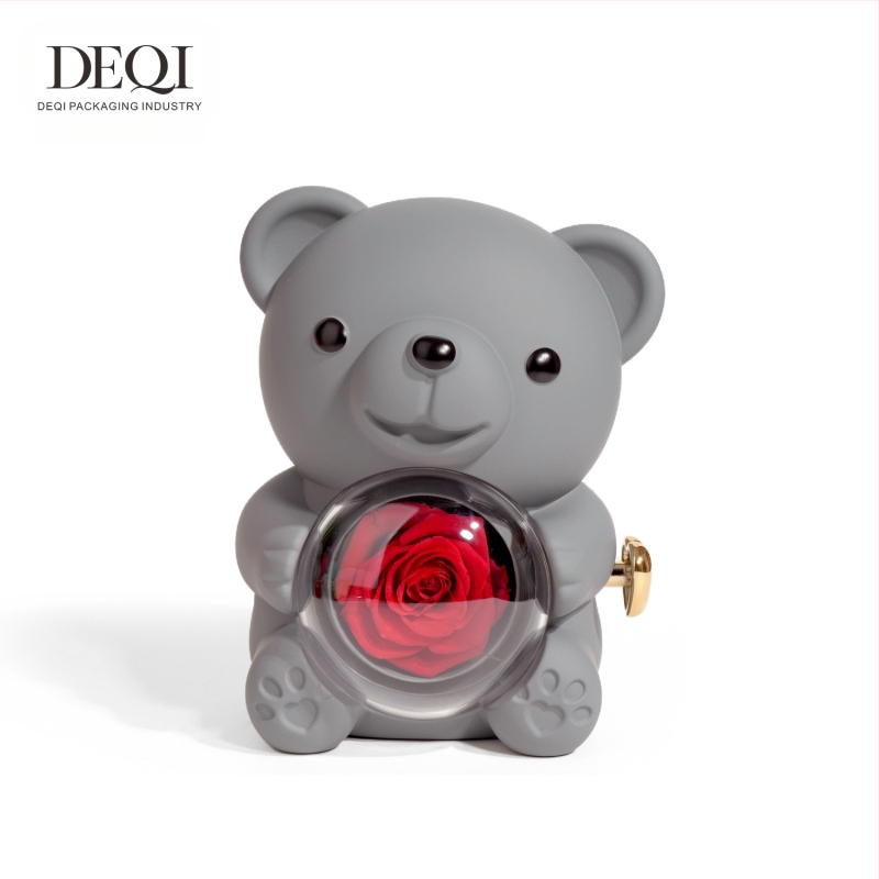 Deqi uus Tanabata sõbrapäeva kallistav karu pöörlev igavene lille kinkekarp sõrmus kaelakee ehtekarp ehtepakend