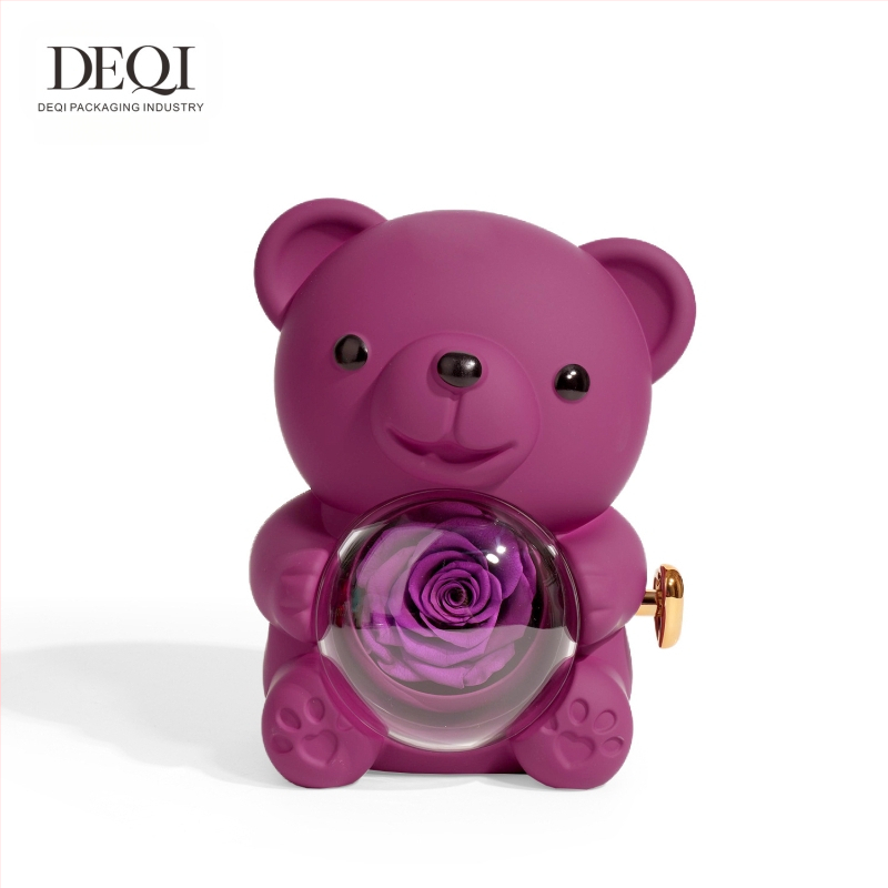 Deqi uus Tanabata sõbrapäeva kallistav karu pöörlev igavene lille kinkekarp sõrmus kaelakee ehtekarp ehtepakend