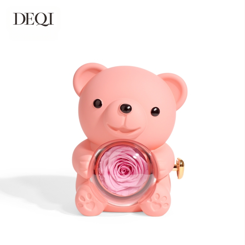 Deqi uus Tanabata sõbrapäeva kallistav karu pöörlev igavene lille kinkekarp sõrmus kaelakee ehtekarp ehtepakend