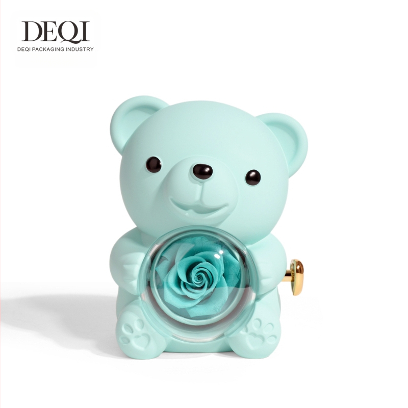 Deqi uus Tanabata sõbrapäeva kallistav karu pöörlev igavene lille kinkekarp sõrmus kaelakee ehtekarp ehtepakend