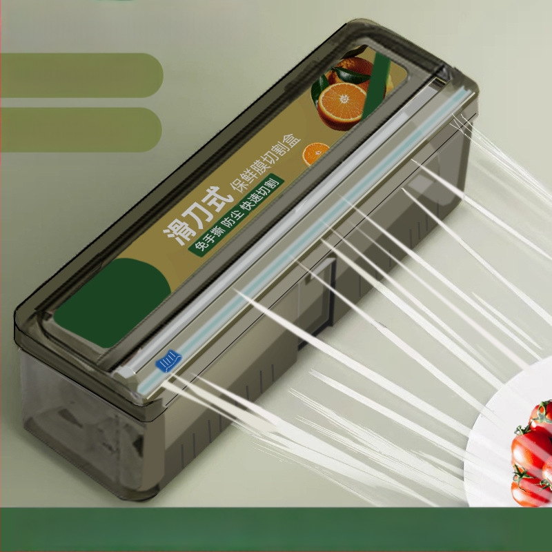 Šviežumo išsaugojimo plėvelės pjaustytuvo dėžutė, virtuvės buitinė didelė ritinėlė, ekonominė pakuotė, PE maistinė, aukštos temperatūros atspari danga, komercinė ritinėlių pakuotė