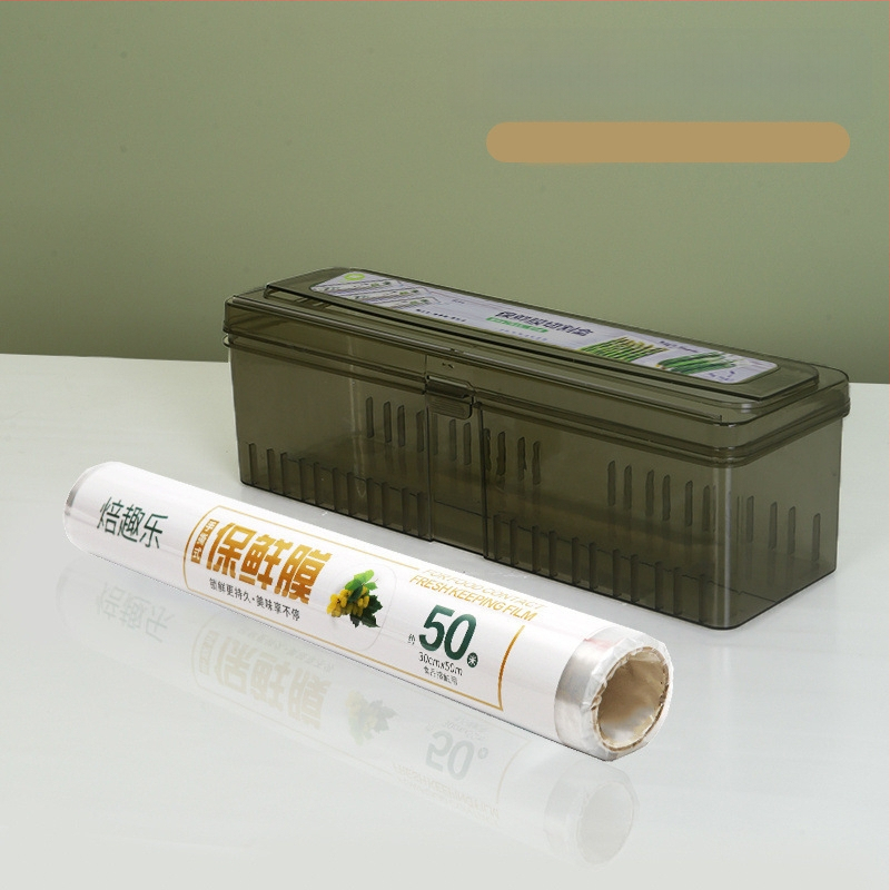 Šviežumo išsaugojimo plėvelės pjaustytuvo dėžutė, virtuvės buitinė didelė ritinėlė, ekonominė pakuotė, PE maistinė, aukštos temperatūros atspari danga, komercinė ritinėlių pakuotė