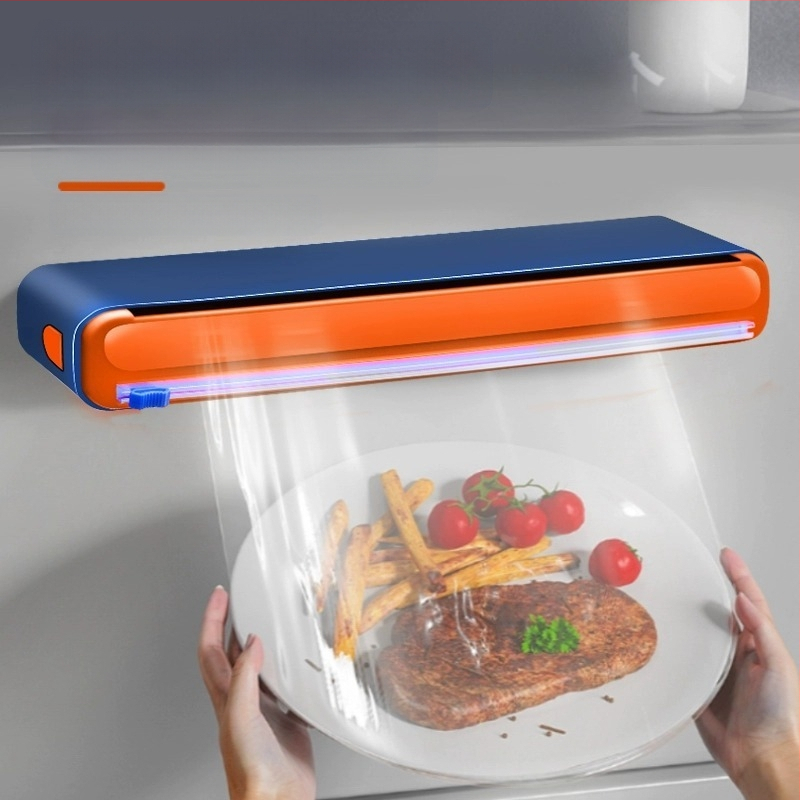 Šviežumo išsaugojimo plėvelės pjaustytuvo dėžutė, virtuvės buitinė didelė ritinėlė, ekonominė pakuotė, PE maistinė, aukštos temperatūros atspari danga, komercinė ritinėlių pakuotė