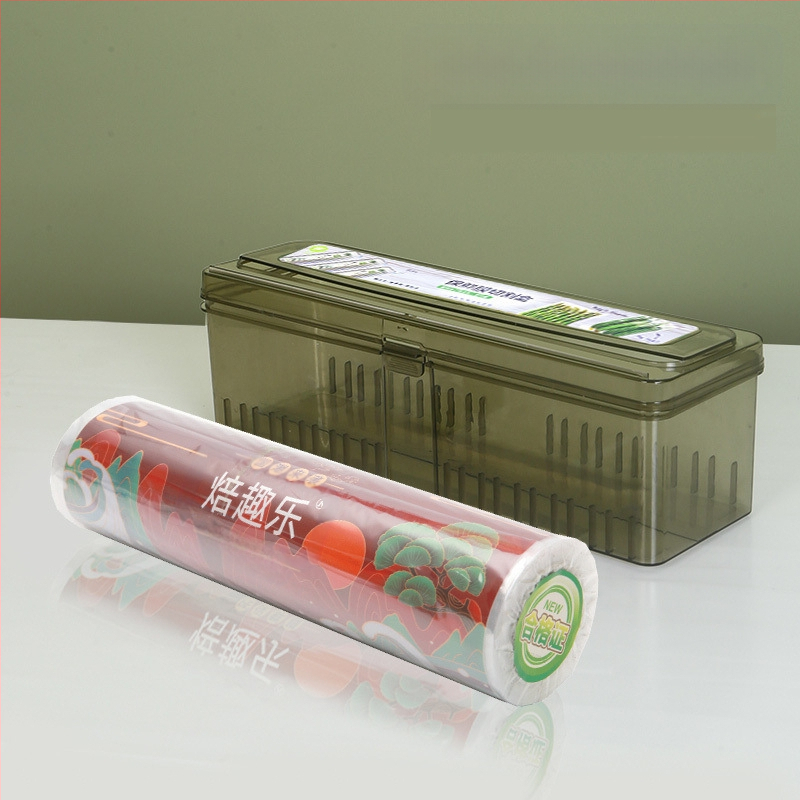 Šviežumo išsaugojimo plėvelės pjaustytuvo dėžutė, virtuvės buitinė didelė ritinėlė, ekonominė pakuotė, PE maistinė, aukštos temperatūros atspari danga, komercinė ritinėlių pakuotė