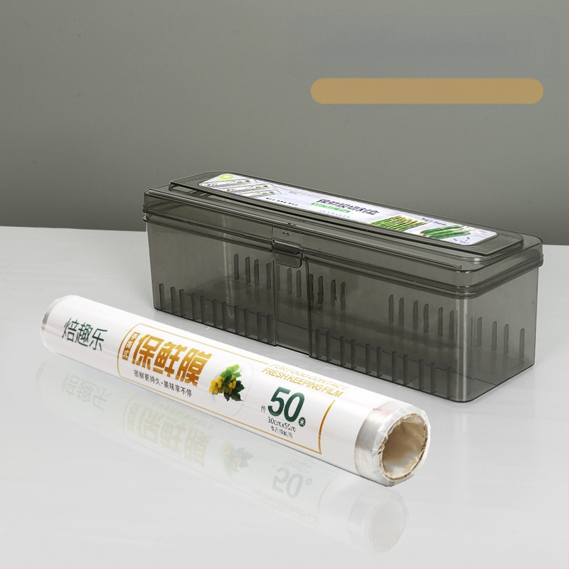 Šviežumo išsaugojimo plėvelės pjaustytuvo dėžutė, virtuvės buitinė didelė ritinėlė, ekonominė pakuotė, PE maistinė, aukštos temperatūros atspari danga, komercinė ritinėlių pakuotė