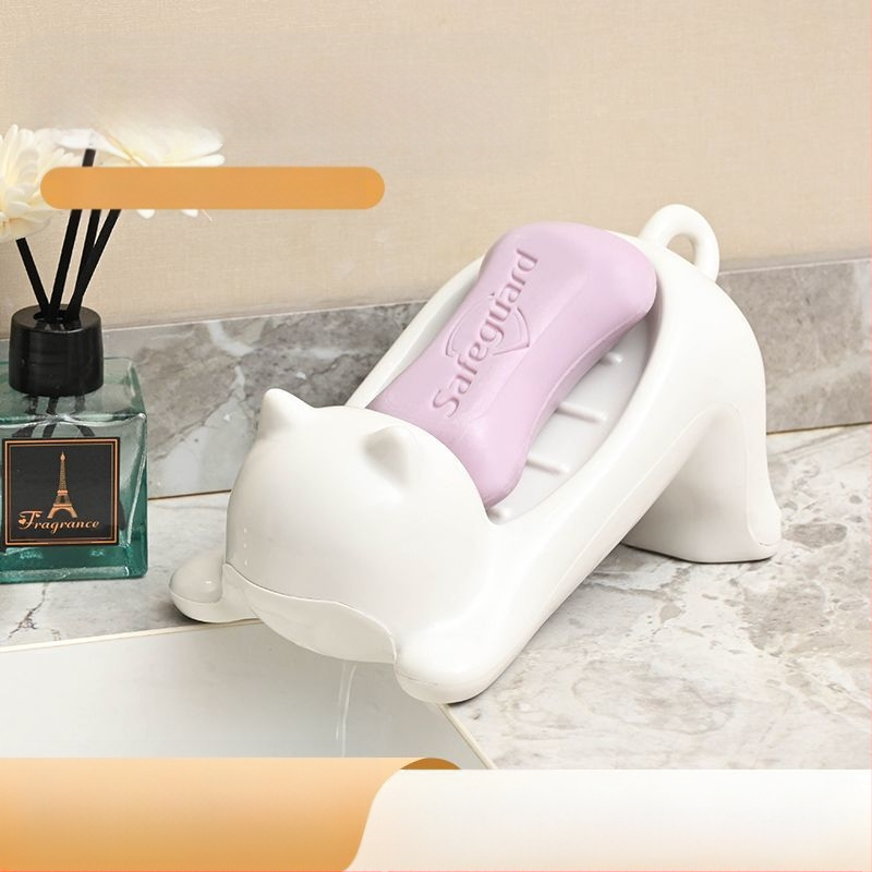 Határokon átnyúló különleges Meow Mi szappantartó Új kreatív háztartási szappantartó Dönthető lefolyó víz víz nélkül Nagy színértékű aranyos szappantartó