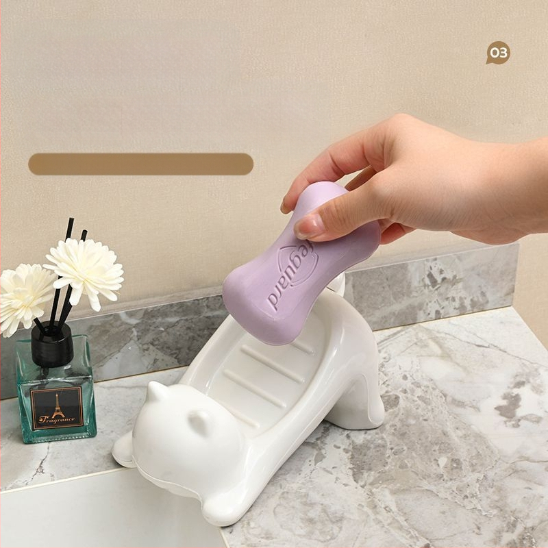 Határokon átnyúló különleges Meow Mi szappantartó Új kreatív háztartási szappantartó Dönthető lefolyó víz víz nélkül Nagy színértékű aranyos szappantartó