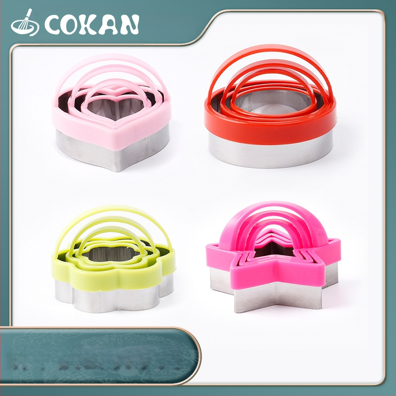 Καλούπι μπισκότων από ανοξείδωτο ατσάλι με λαβή 3D στερεοφωνικό DIY σε σχήμα καρδιάς αστέρι με άνθη δαμάσκηνου, στρογγυλό καλούπι κοπής κέικ, διασυνοριακή, καυτή πώληση