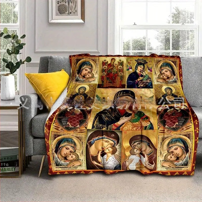 Šilta vilnonė antklodė „Amazon“ Helovino kalėdinė Marijos Jėzaus flanelinė antklodė, skaitmeninė spauda, didmeninė prekyba