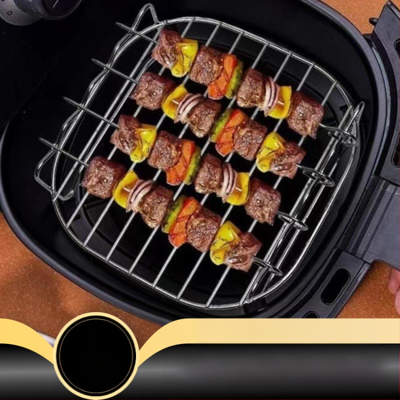 Õhufritüür Ruudukujuline Grill Roostevabast terasest Kodumajapidamises Kasutatav Elektriline Fritüür Multifunktsionaalne Grill Kahekihiline Õhufritüüri Rest