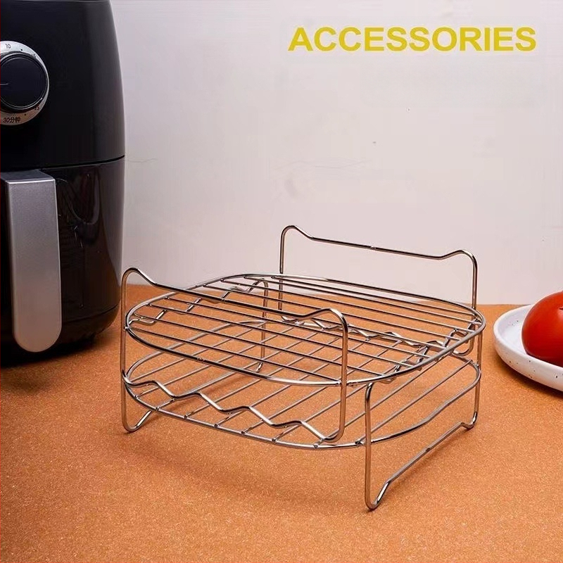 Õhufritüür Ruudukujuline Grill Roostevabast terasest Kodumajapidamises Kasutatav Elektriline Fritüür Multifunktsionaalne Grill Kahekihiline Õhufritüüri Rest