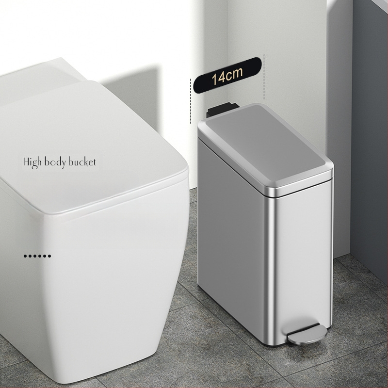 Nerūsējošā tērauda atkritumu tvertne mājsaimniecībai ar augstu vērtības kājas pedāļa tipa kājas pedāli ar vāku tualetes atkritumu tvertne virtuvei un viesistabai palēninās