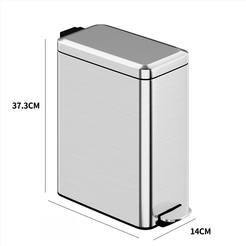Nerūsējošā tērauda atkritumu tvertne mājsaimniecībai ar augstu vērtības kājas pedāļa tipa kājas pedāli ar vāku tualetes atkritumu tvertne virtuvei un viesistabai palēninās