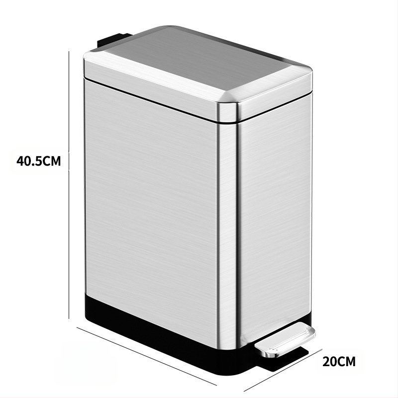 Nerūsējošā tērauda atkritumu tvertne mājsaimniecībai ar augstu vērtības kājas pedāļa tipa kājas pedāli ar vāku tualetes atkritumu tvertne virtuvei un viesistabai palēninās
