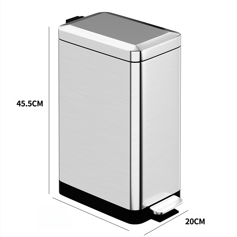 Nerūsējošā tērauda atkritumu tvertne mājsaimniecībai ar augstu vērtības kājas pedāļa tipa kājas pedāli ar vāku tualetes atkritumu tvertne virtuvei un viesistabai palēninās