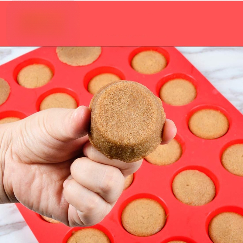 Silikoninė 24 torto forma, apvali, nelimpanti forma, „Marfen Cup Puff“ torto užkandžiai, tarpvalstybiniai, apvalūs, lengvai išimami