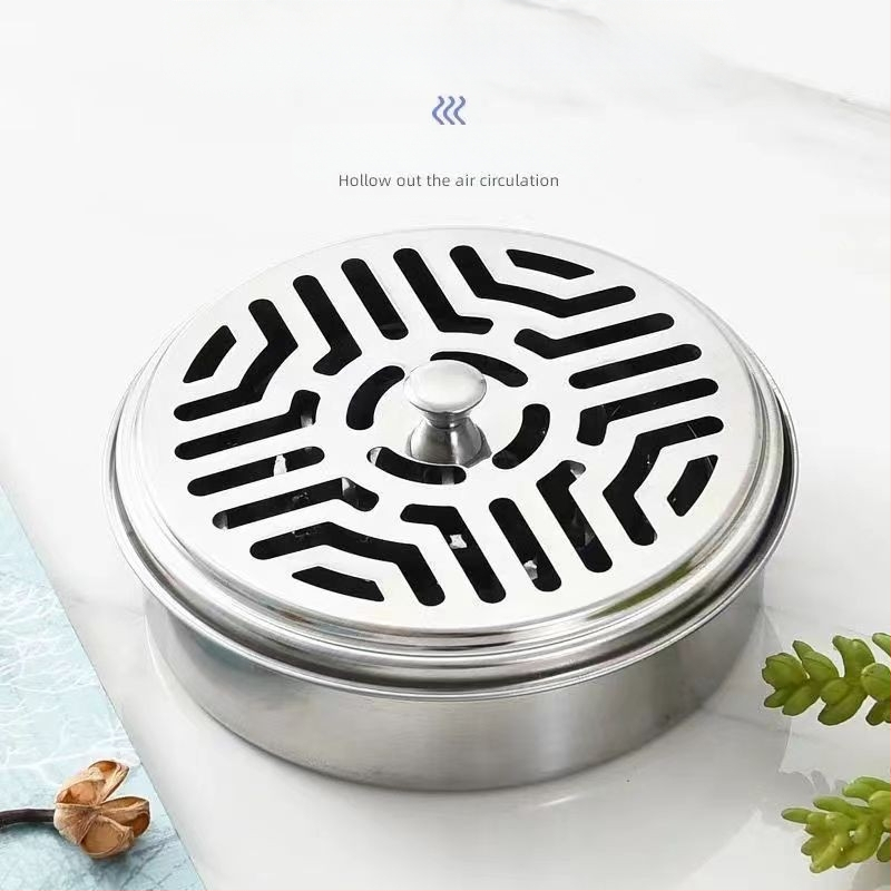 Nerūdijančio plieno uodų smilkalinė su dangteliu, apsauganti nuo nudegimų, ugniai atspari, uodus atbaidanti, kūrybinga pelenų spiralė, smilkalų degikliai, sutirštinta uodų smilkalų dėžutė su dangteliu, namų apyvokos reikmenys