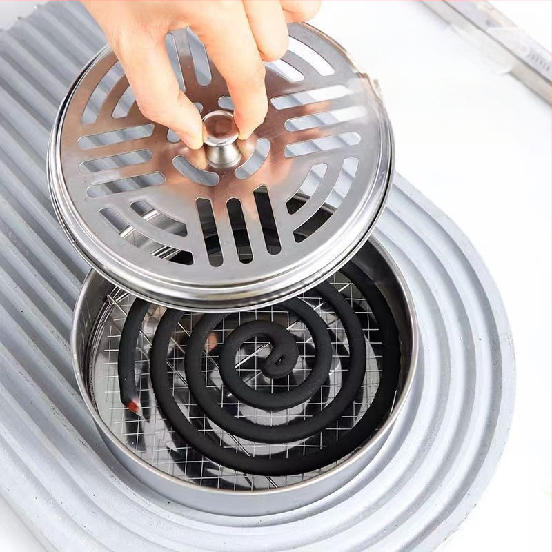 Nerūdijančio plieno uodų smilkalinė su dangteliu, apsauganti nuo nudegimų, ugniai atspari, uodus atbaidanti, kūrybinga pelenų spiralė, smilkalų degikliai, sutirštinta uodų smilkalų dėžutė su dangteliu, namų apyvokos reikmenys