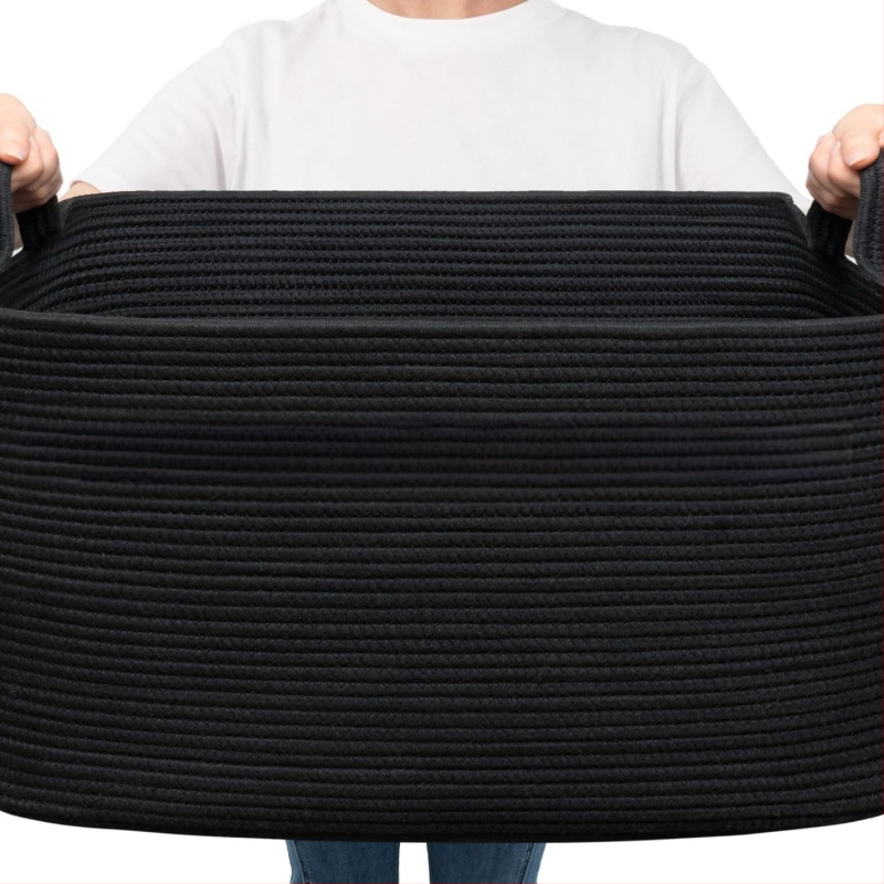 Allikad tootjad jätavad käepidemega suure suurusega puuvillast köiest hoiukorvi teki hoiustamise värvi sobitamise kokkupandava puuvillast köiest hoiukorvi