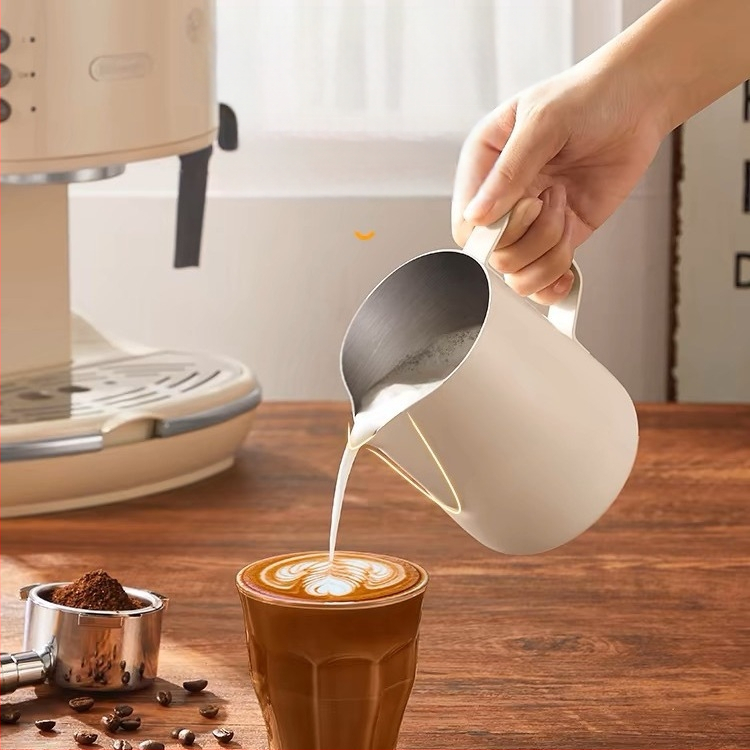 Borcan de ceară pentru flori de cafea, cu cântar din oțel inoxidabil, cu gură ascuțită, ceașcă de flori, cafenea, borcan de spumare a laptelui, ceașcă de ceară pentru topire