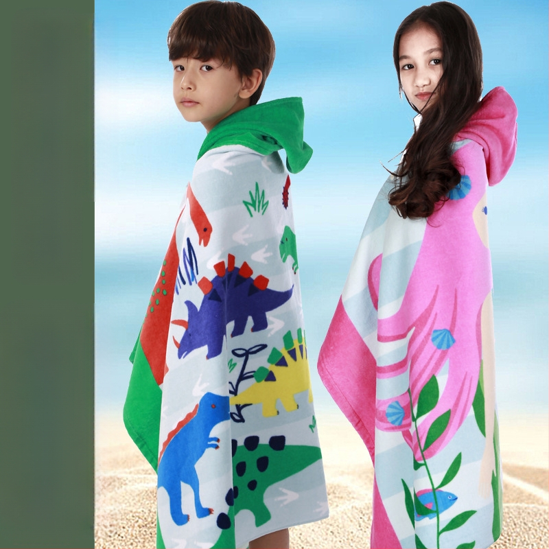 2024 m. Naujas vaikiškas medvilninis rankšluostis, skirtas dėvėti ir vynioti, vaikams ir mergaitėms, vyriškas ir kūdikių pončas su gobtuvu