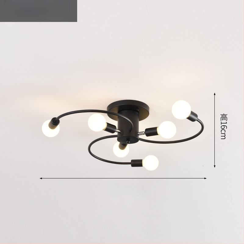 Piiriülene põhjamaine minimalistlik elutoa lamp söögitoa magamistuba personaliseeritud loominguline must kuldne LED-laelamp