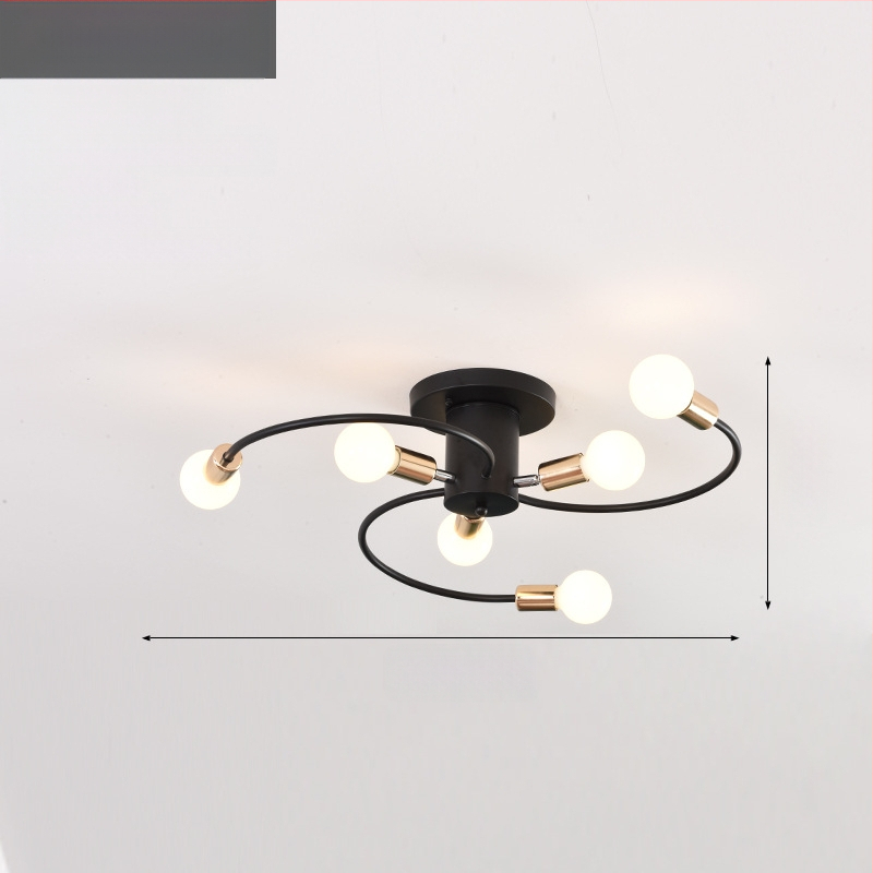 Piiriülene põhjamaine minimalistlik elutoa lamp söögitoa magamistuba personaliseeritud loominguline must kuldne LED-laelamp