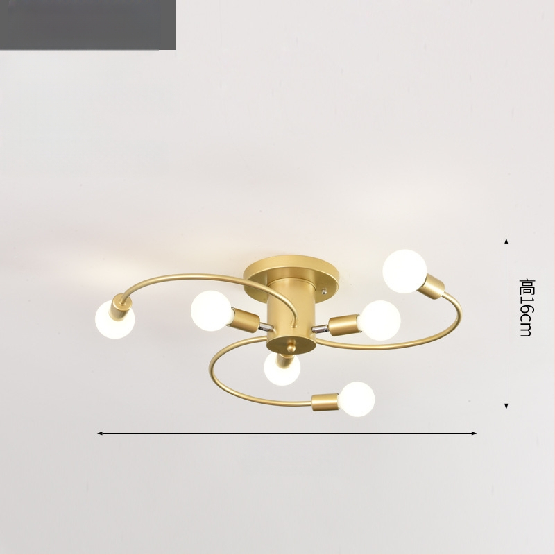 Piiriülene põhjamaine minimalistlik elutoa lamp söögitoa magamistuba personaliseeritud loominguline must kuldne LED-laelamp