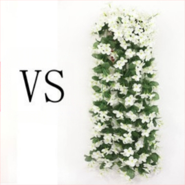 Esküvői lila fali dekoráció, utánzott virág rattan lakberendezés, hamis virágdekoráció, utánzott növény, hortenzia fali dekoráció, virág