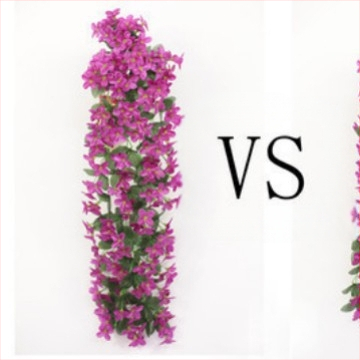 Esküvői lila fali dekoráció, utánzott virág rattan lakberendezés, hamis virágdekoráció, utánzott növény, hortenzia fali dekoráció, virág