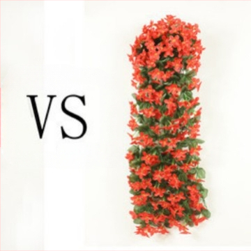 Esküvői lila fali dekoráció, utánzott virág rattan lakberendezés, hamis virágdekoráció, utánzott növény, hortenzia fali dekoráció, virág