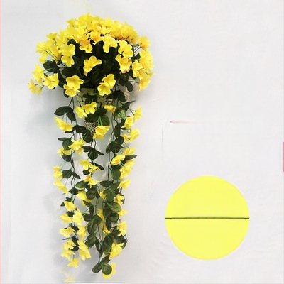 Esküvői lila fali dekoráció, utánzott virág rattan lakberendezés, hamis virágdekoráció, utánzott növény, hortenzia fali dekoráció, virág