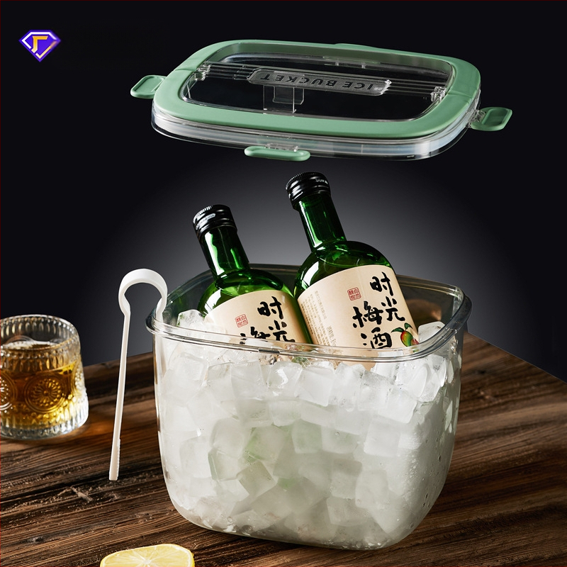 Ledo kibirėlis Buitinis šampano alaus kibirėlis Internetas Įžymybių plastikinis ledo padėklas Ledo dėžutė Baro reikmenys Lauko krepšys Skaidrus ledo kibirėlis