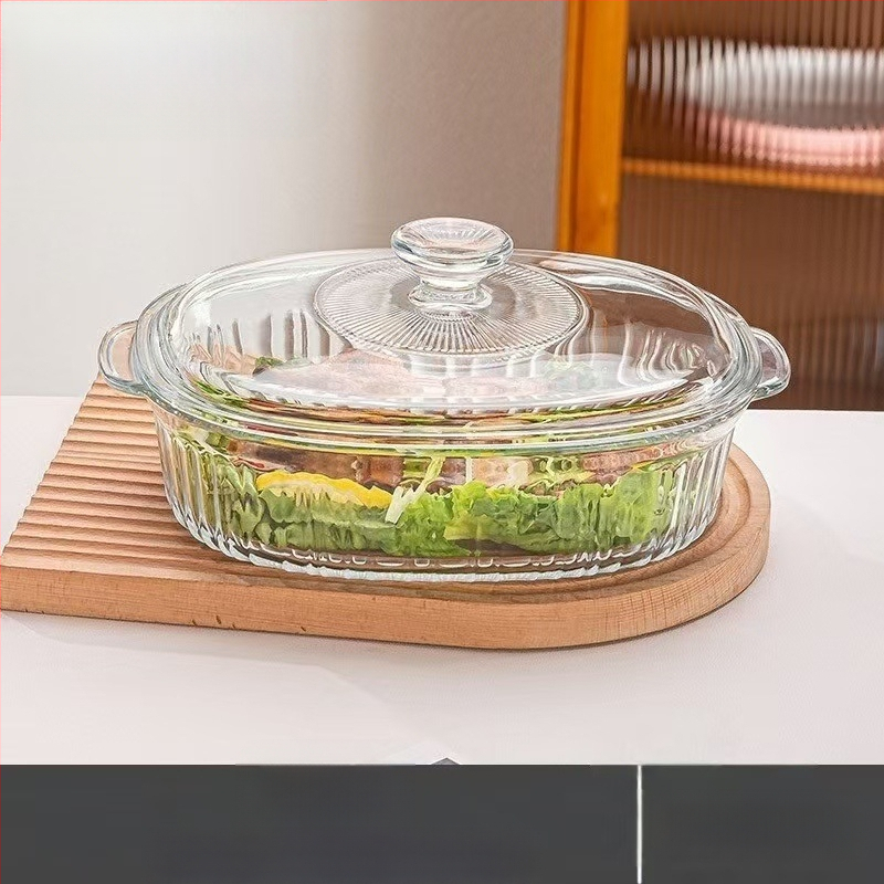 Borosilikaatkuumuskindel klaasist kristallpliit majapidamises kasutatav mikrolaineahi binauraalne küpsetusnõu ristkülikukujuline köögitarvik kalataldrik