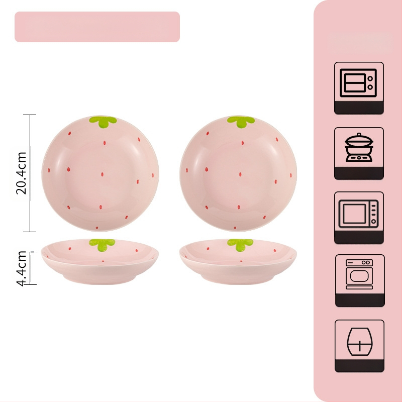 Κοστούμι πιάτων φράουλα για το σπίτι, χαριτωμένο κοστούμι επιτραπέζιων σκευών, δημιουργικό κοστούμι πιάτων ρυζιού υψηλής αξίας, μπολ κοστούμι