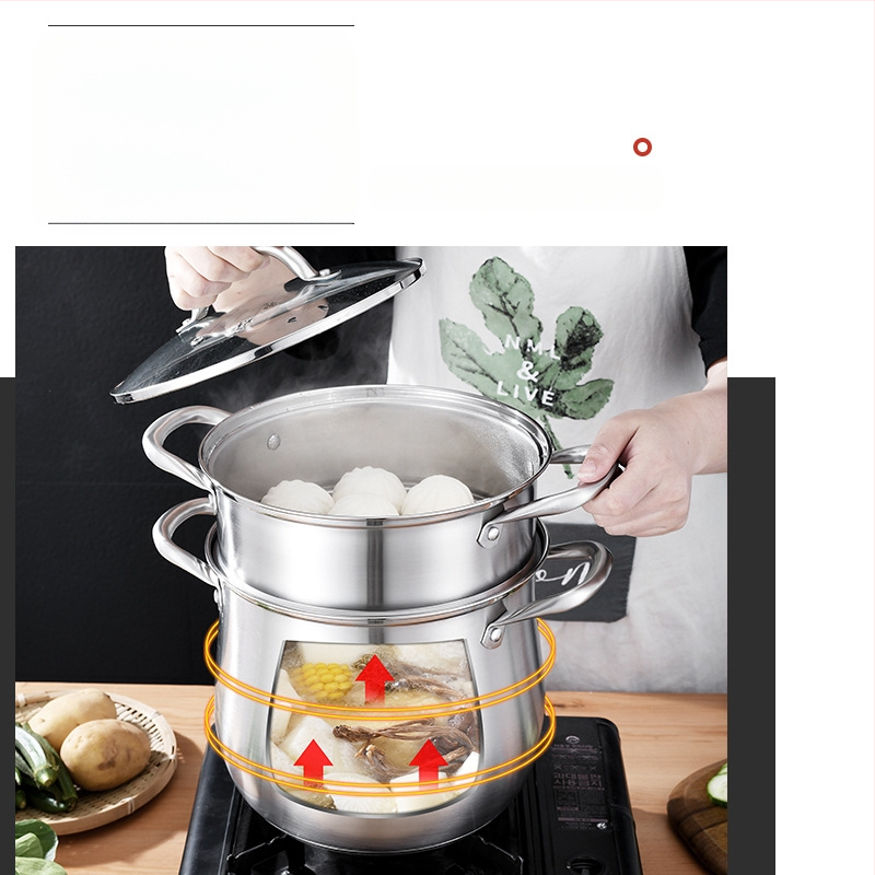 304 από ανοξείδωτο χάλυβα υψηλής κατσαρόλας σούπας με βαθύ τύμπανο μεγάλης χωρητικότητας, κατσαρόλα σούπας διπλού πυθμένα, ατμόλουτρο, κατσαρόλα σούπας για στιφάδο, δώρο κατσαρόλα