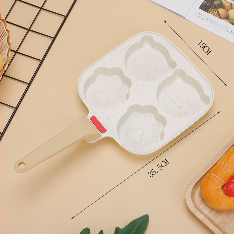 Tarpvalstybinė buitinė daugiafunkcinė vaikų animacinė keturių skylučių kiaušinių keptuvė neprideganti „Maifan“ akmens keptuvė mėsainių puodas