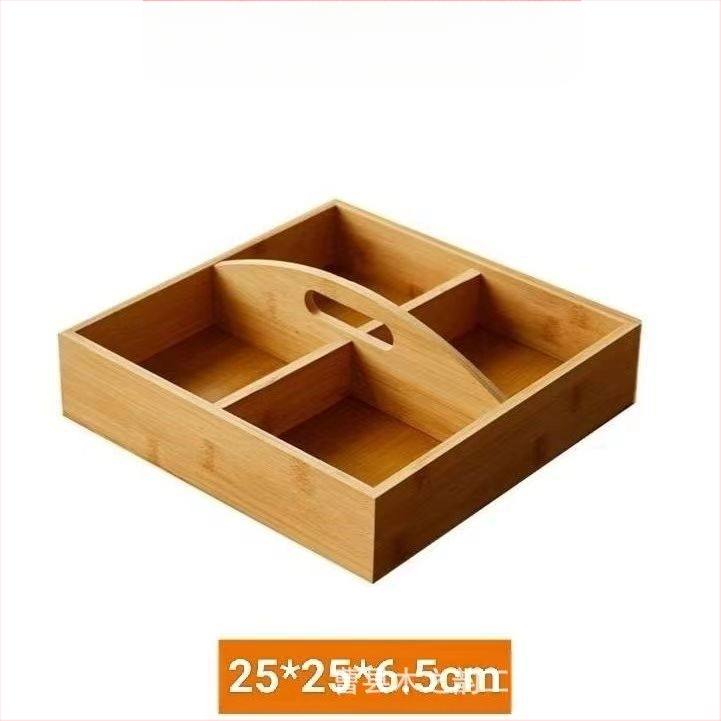 Japoniška medinė džiovintų vaisių lėkštė, užkandžių dėžutė, pagardų padažo indas, bambuko skyreliais užkandžiai, džiovintų vaisių dėžutės papuošalai