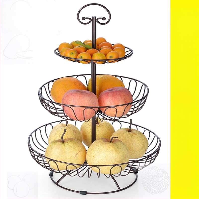 Кошница с плодове на едро, креативна всекидневна, европейски стил, домакинска масичка за кафе, трислойна стойка за закуски, популярна в интернет, голяма многослойна за съхранение