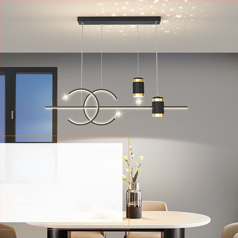 Restorani lühter tähistaevaga topelt C baarilauavalgusti luksuslik põhjamaine disainer söögilaua lühter LED küberkuulsuste projektsioon