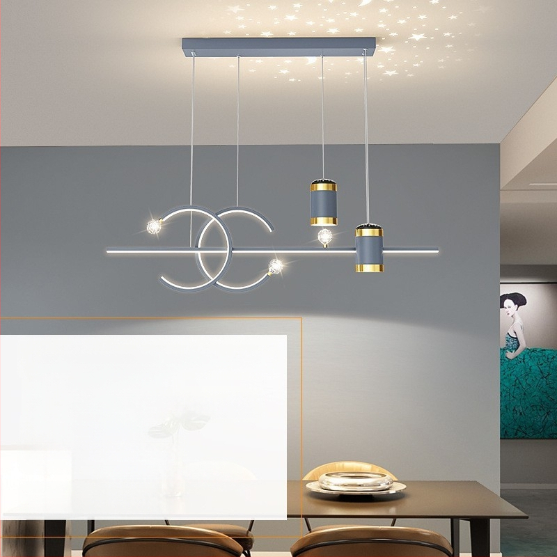 Restorani lühter tähistaevaga topelt C baarilauavalgusti luksuslik põhjamaine disainer söögilaua lühter LED küberkuulsuste projektsioon