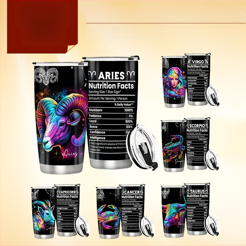 Εργοστάσιο Χονδρικής Xiyin Temu Εξαγωγή Δημοφιλές 12 Constellations 20oz Ποτήρι Αυτοκινήτου Διπλής Επίστρωσης 304 από Ανοξείδωτο Ατσάλι Θερμός